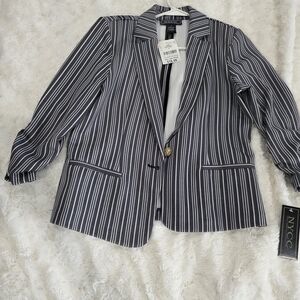 NYC Navy and White Striped Blazer